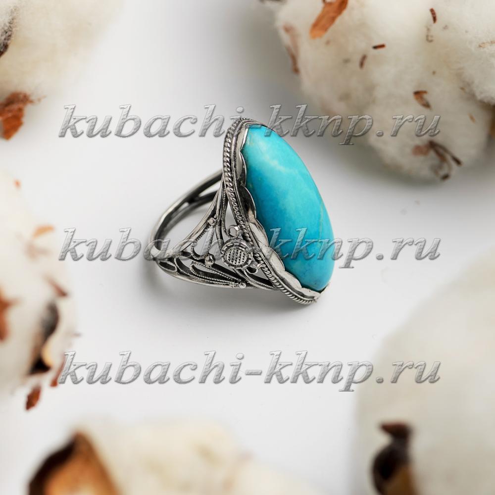 Серебряное кольцо с пресс. бирюзой, Ag-к-7 фото 1