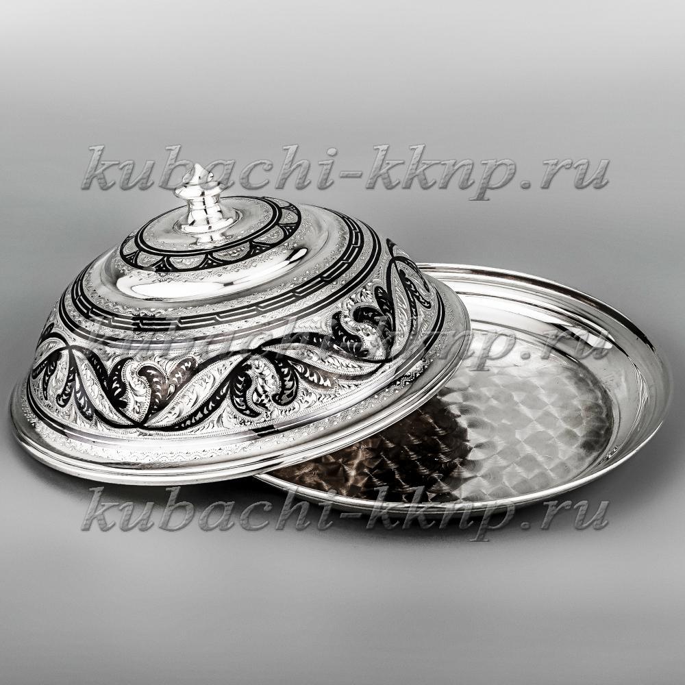 Серебряная масленка кругла с кубачинским орнаментом, мс01 фото 2