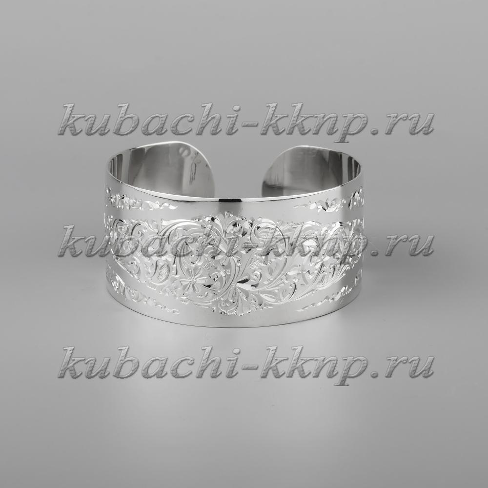 Кубачинский браслет из серебра с гравировкой, бр202 фото 1