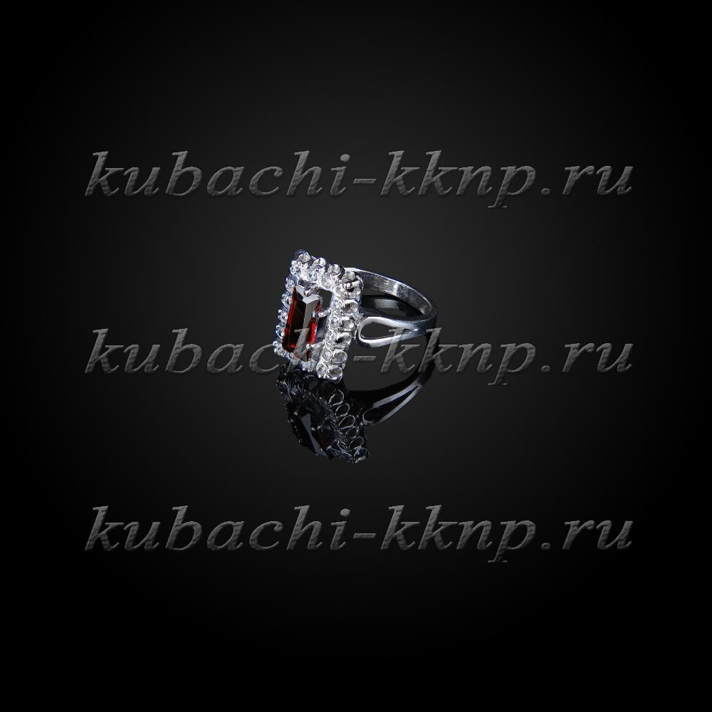 Серебряное кольцо Кубачи с фианитами под рубин, к820 фото 1