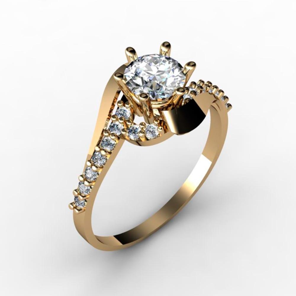 Золотое кольцо с крупным фианитом, 00029r фото 1