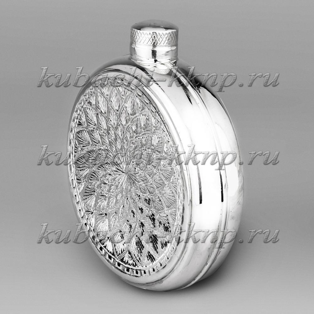 Круглая серебряная фляга ручной работы, ФЛ128 фото 2