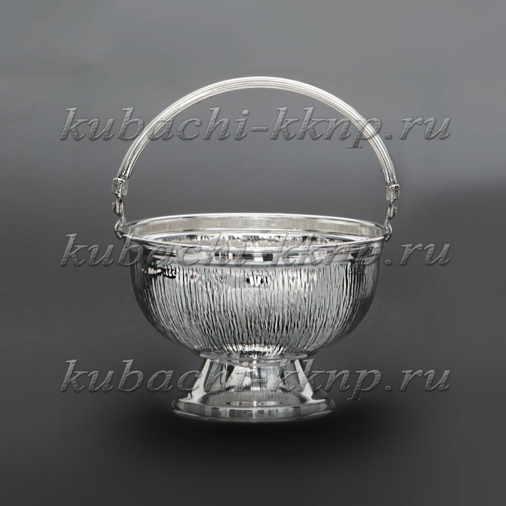 Серебряная конфетница - корзинка «Антика» (малая), кф012 фото 1