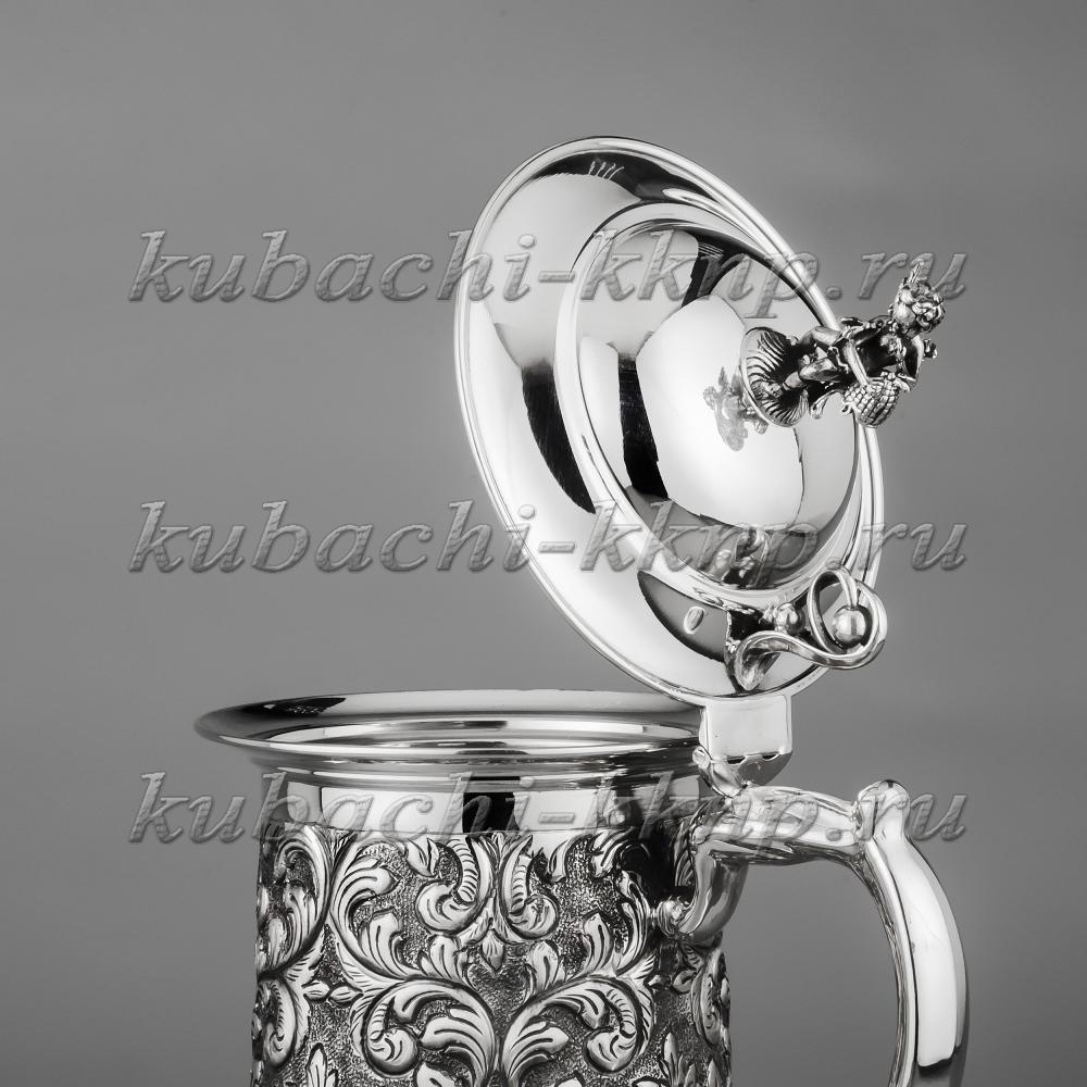 Большая пивная серебреная кружка «Мираж», кр081 фото 3