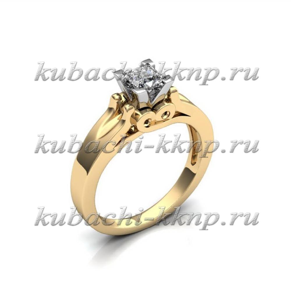 Кольцо женское из золота с одним камнем, Yuv - 969 фото 1