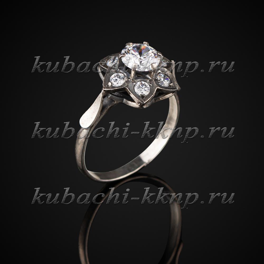 Серебряное кольцо с фианитами Цветочек, Ag-к31 фото 1
