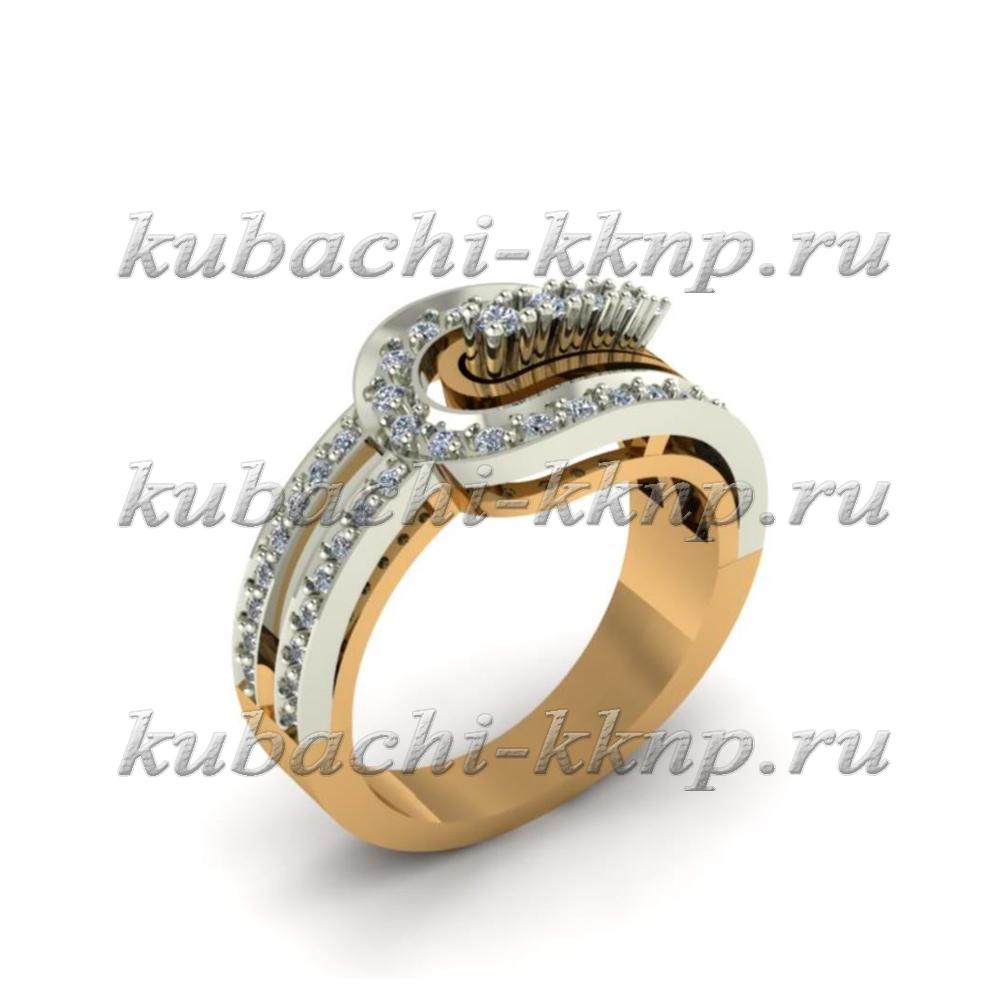 Помолвочное золотое кольцо Дорожка с фианитами, 10007r фото 1