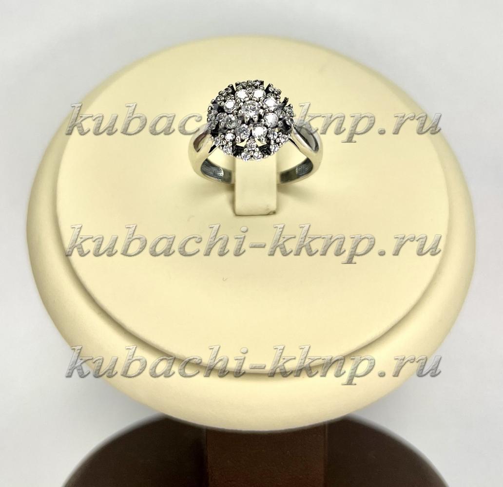 Серебряное кольцо Снежинка из серебра 925 пробы с фианитами, к257 фото 1