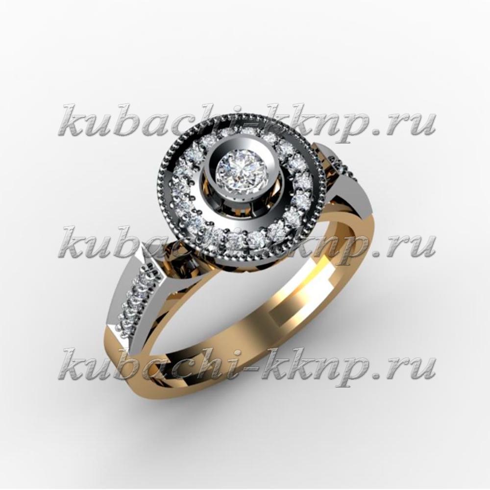 Помолвочное золотое кольцо с фианитами, 10002r фото 1