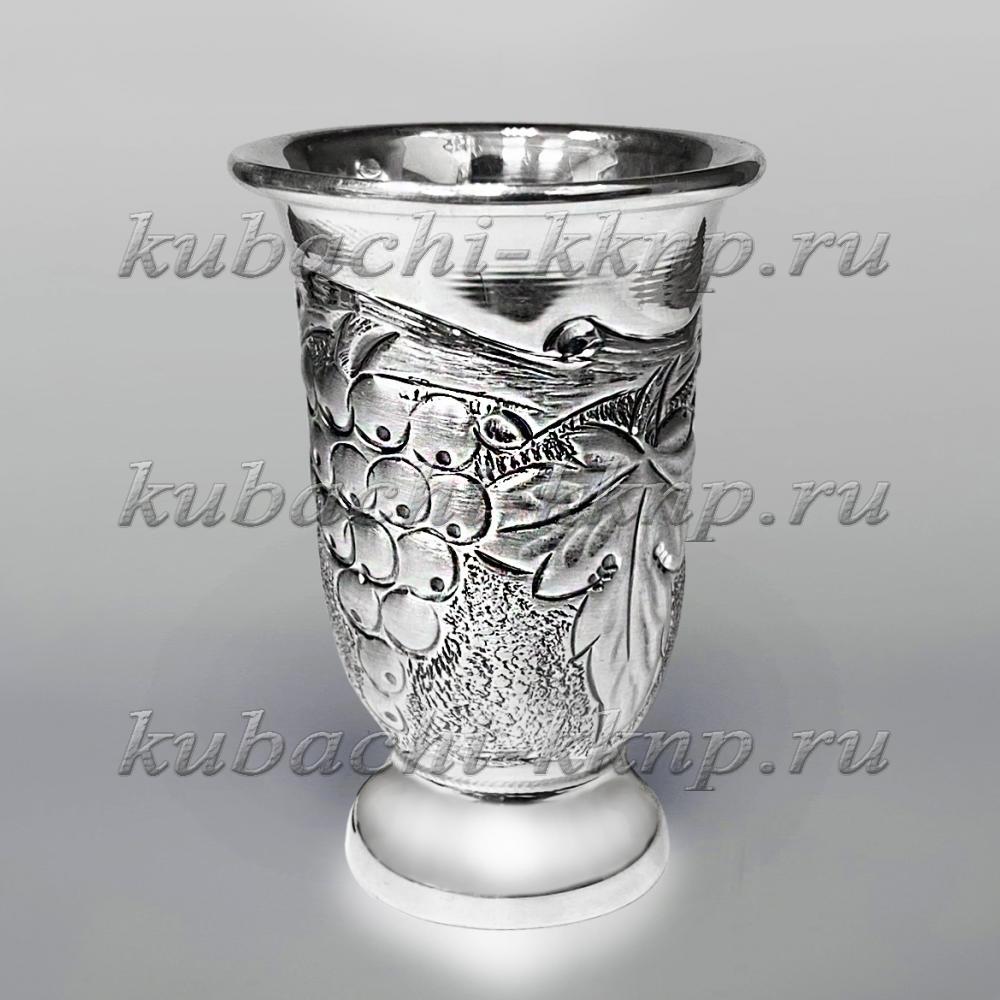 Серебряная стопка с виноградным рисунком, 50 мл, стп049 фото 1