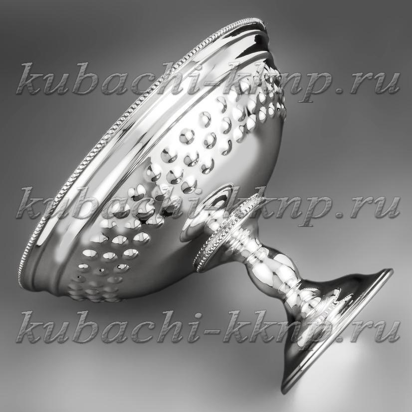 Серебряная вазочка-конфетница на ножке Нежинка, кф077б фото 1