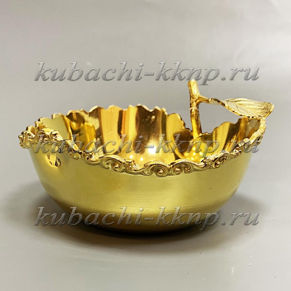 Серебряная конфетница Золотое яблочко, кф181 фото 2