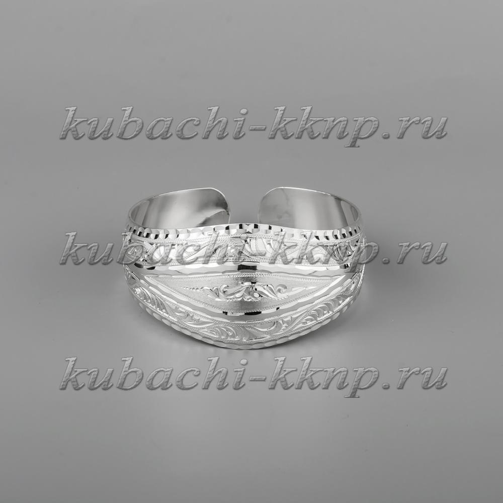 Кубачинский браслет из серебра с гравировкой ручной работы, бр204 фото 1