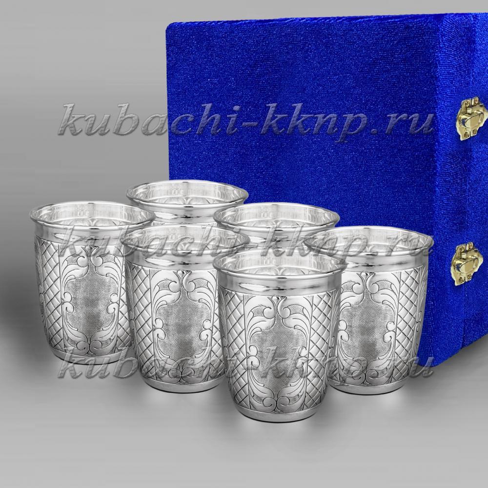 Набор из шести серебряных стаканов Ромб, ст026-6 фото 1