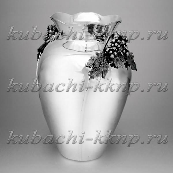 Небольшая серебряная ваза для цветов Лоза, вз018 фото 1