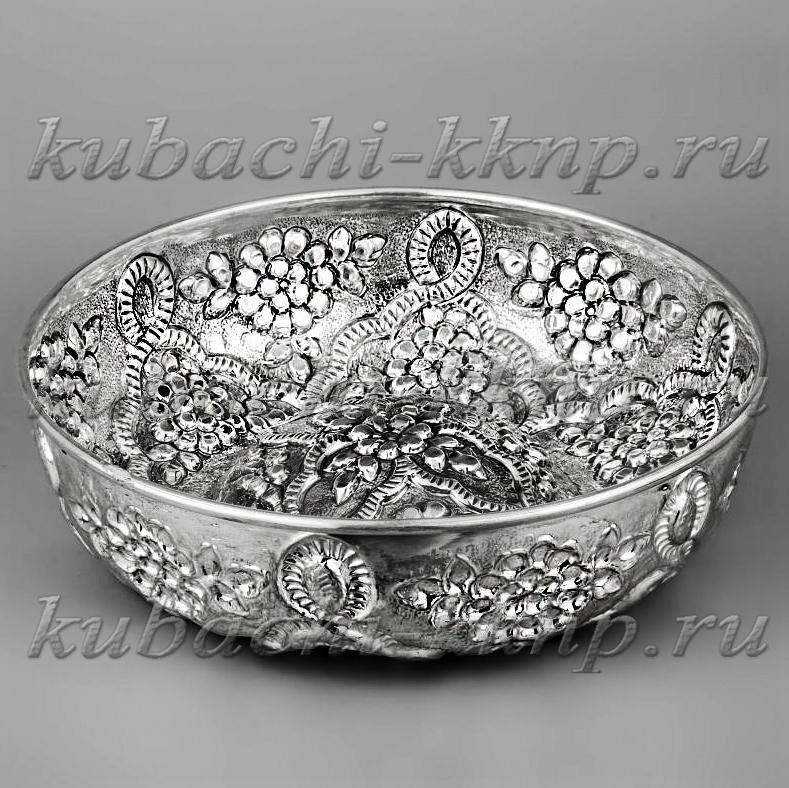 Серебряная конфетница кубачинская в Этно стиле, кф00032 фото 1