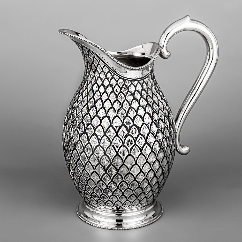 Кувшин из серебра для воды с красивый орнаментом «Чешуя», кв128 фото 1