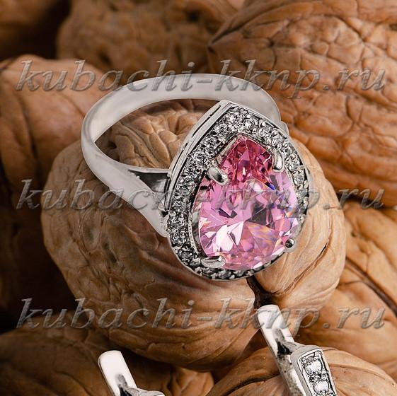 Кольцо с розовым камнем, Ag-к76р фото 1