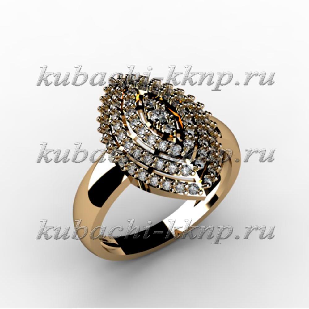Классическое золоте кольцо с фианитами, 00055r фото 1