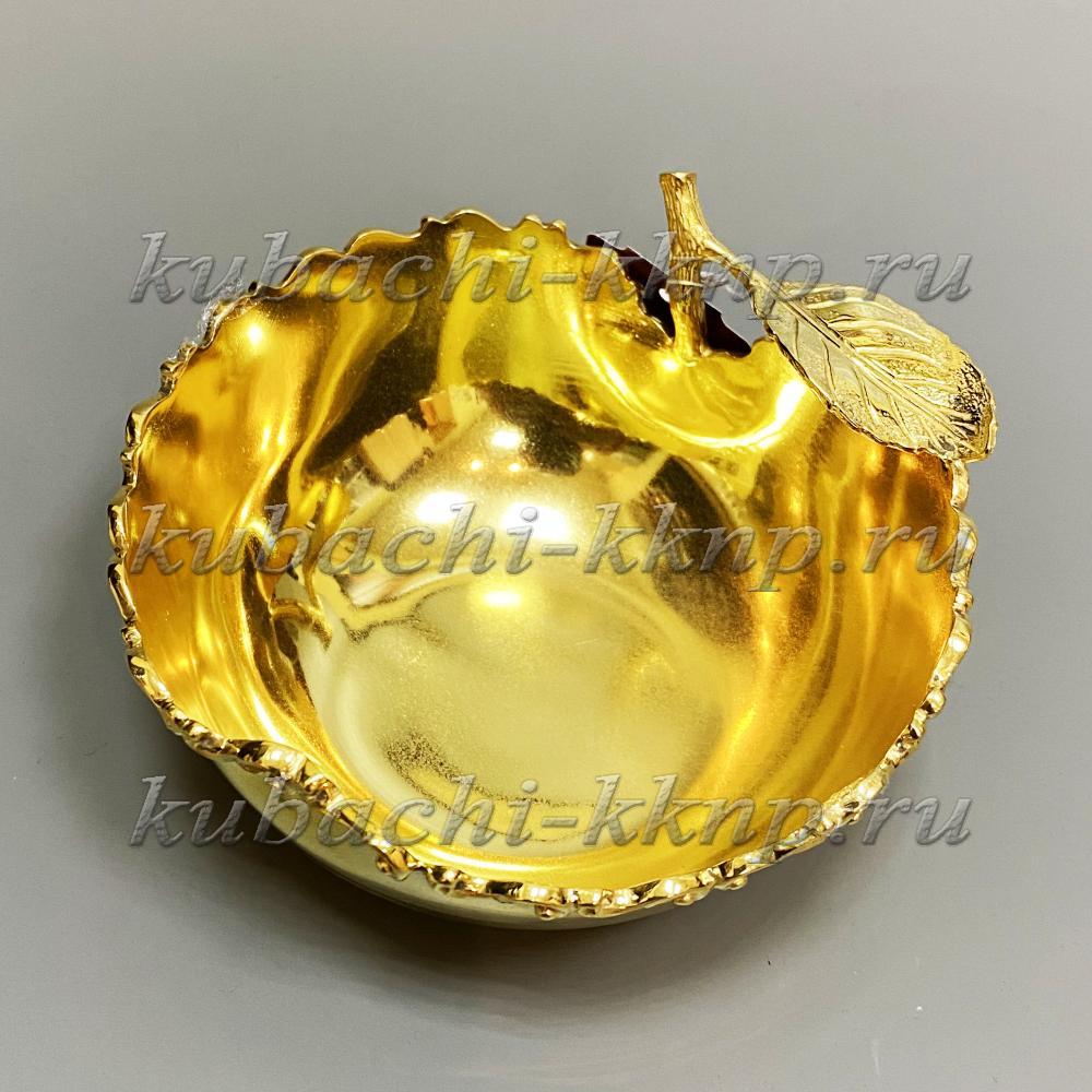 Серебряная конфетница Золотое яблочко, кф181 фото 1