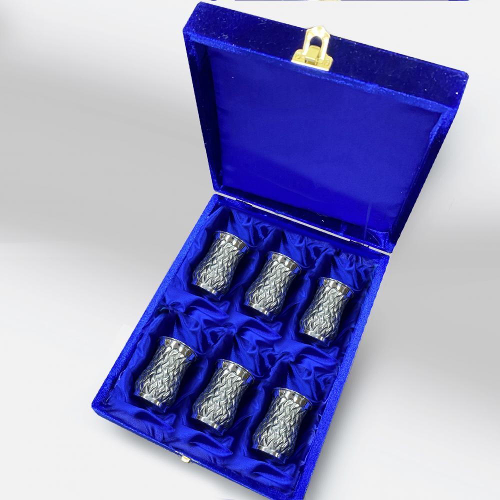 Набор их шести серебряных стаканов с Косичка, кр03арм-6 фото 2