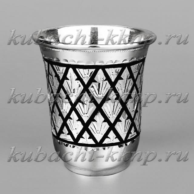 Набор серебряных стопок с геометрическим орнаментом, стп086-6 фото 2