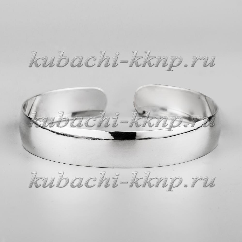 Узкий гладкий серебряный браслет Кубачи, бр223 фото 1