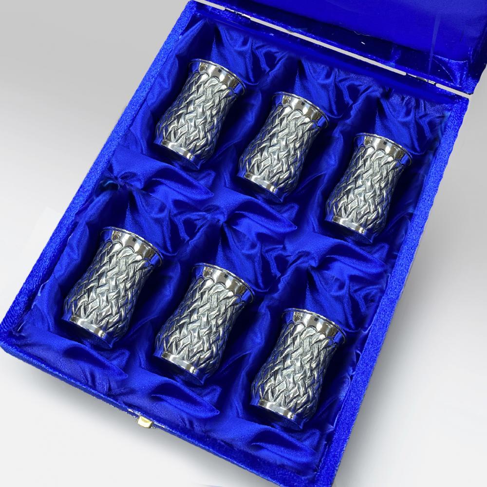 Набор их шести серебряных стаканов с Косичка, кр03арм-6 фото 1
