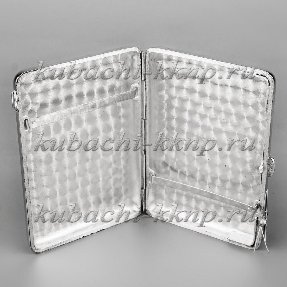 Строгий серебряный портсигар с зажигалкой , пдс028з фото 3