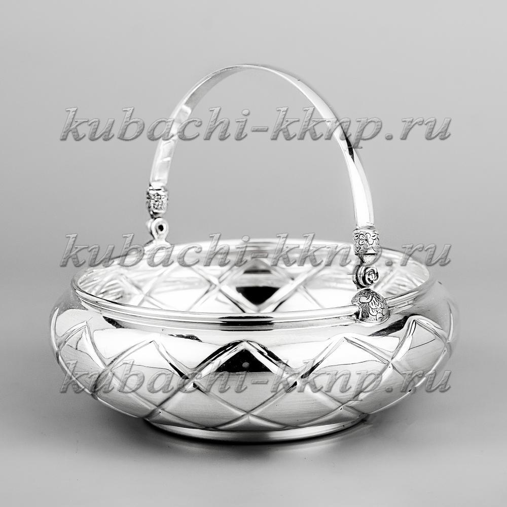 Серебряная конфетница «Ромб большой», кф136 фото 1