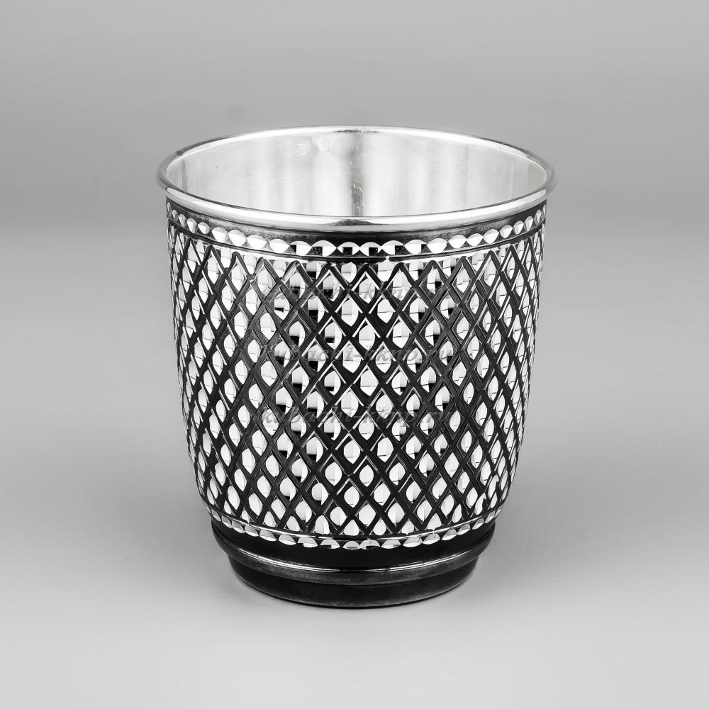 Строгий серебряный стакан с оксидировкой, 210 мл, ст062 фото 1