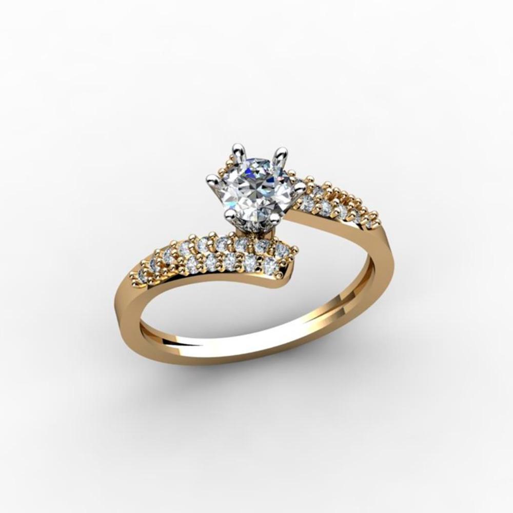 Нежное золотое кольцо с фианитами, 00036r фото 1