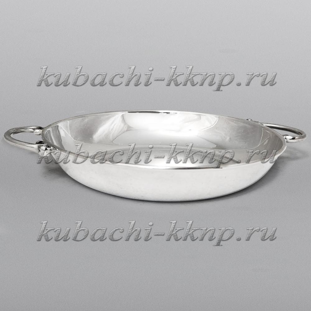 Серебряная тарелка с ручками 925 пробы, ТРК011 фото 2