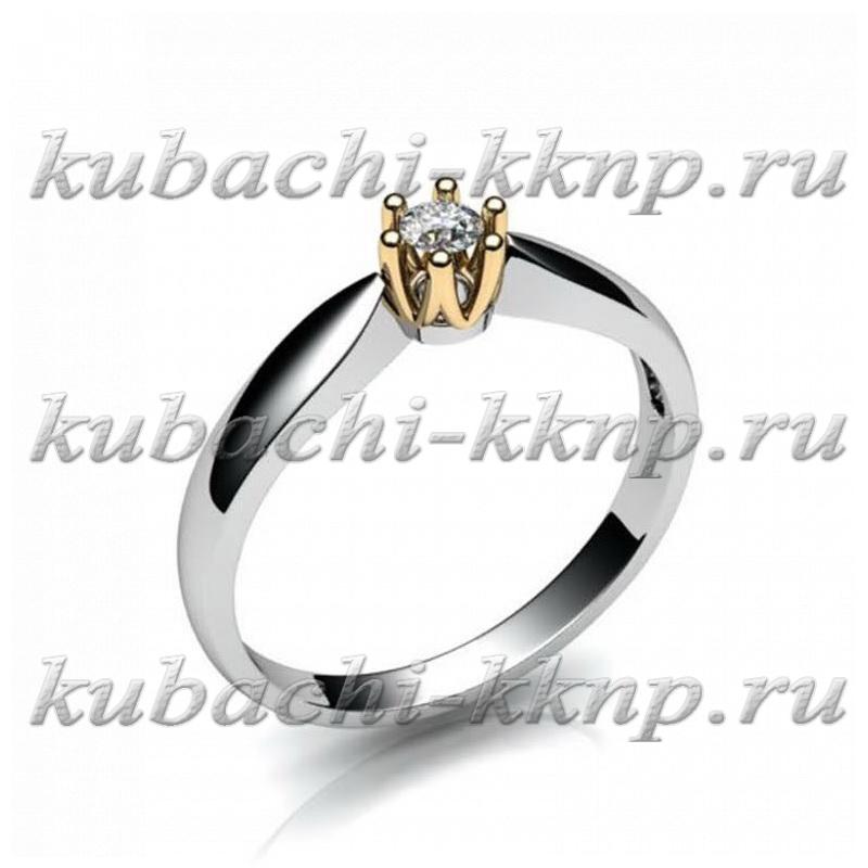 Нежное женское кольцо из белого золота, Yuv - 895 фото 1