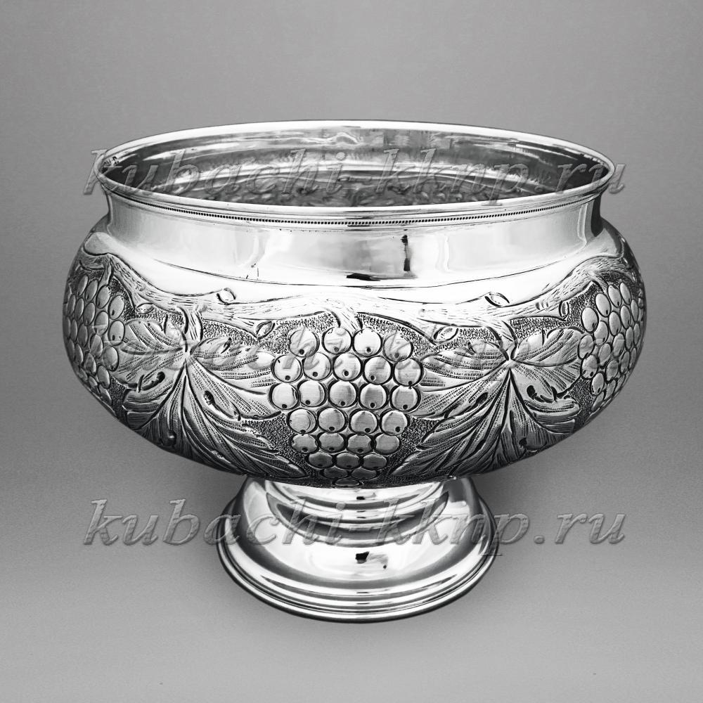 Оригинальная серебряная ваза для фруктов Виноград, ВЗ015 фото 1