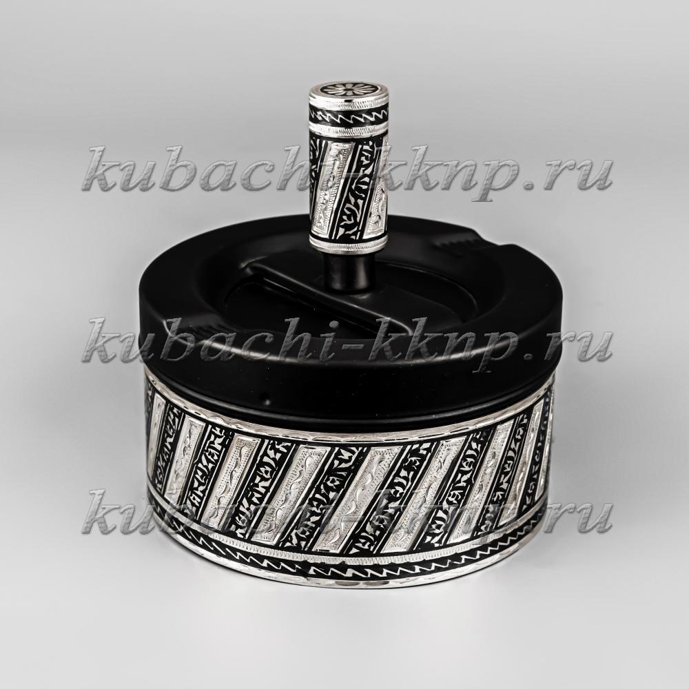 Серебряная пепельница с красивым орнаментом «Совеременая», п0007 фото 1