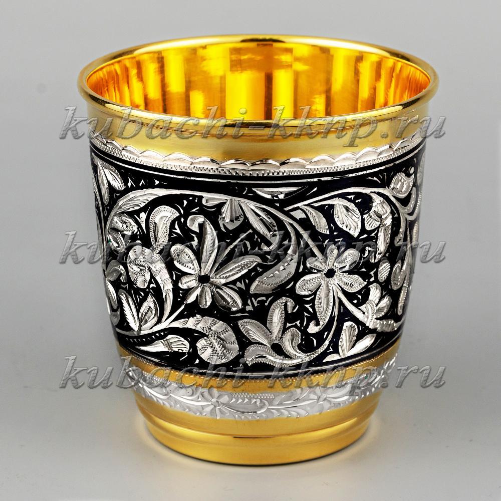 Серебряный стакан с позолотой «Краса», ст097 фото 1