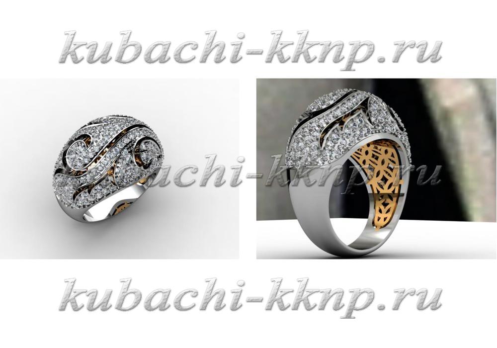 Женское кольцо из золота усыпанное фианитами,  00049r фото 1
