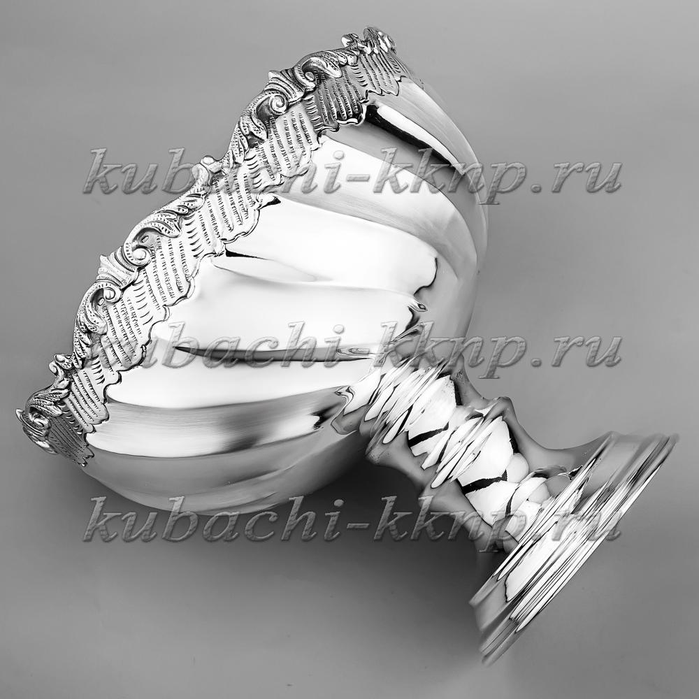 Серебряная конфетница с ажурной каймой Волна, кф175 фото 2
