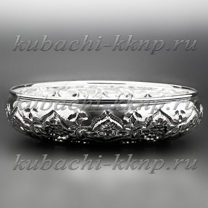 Серебряная конфетница кубачинская в Этно стиле, кф00032 фото 3