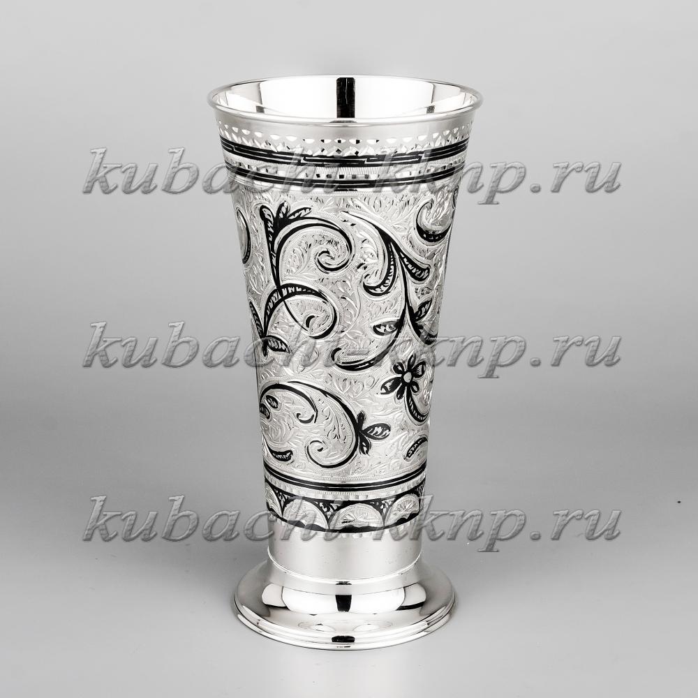 Серебряный кубок для питья с гравировкой и чернением, кб011 фото 1