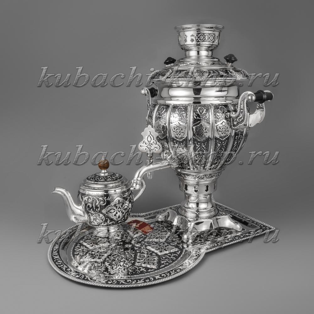 Самовар серебряный с чайником, см015 фото 1
