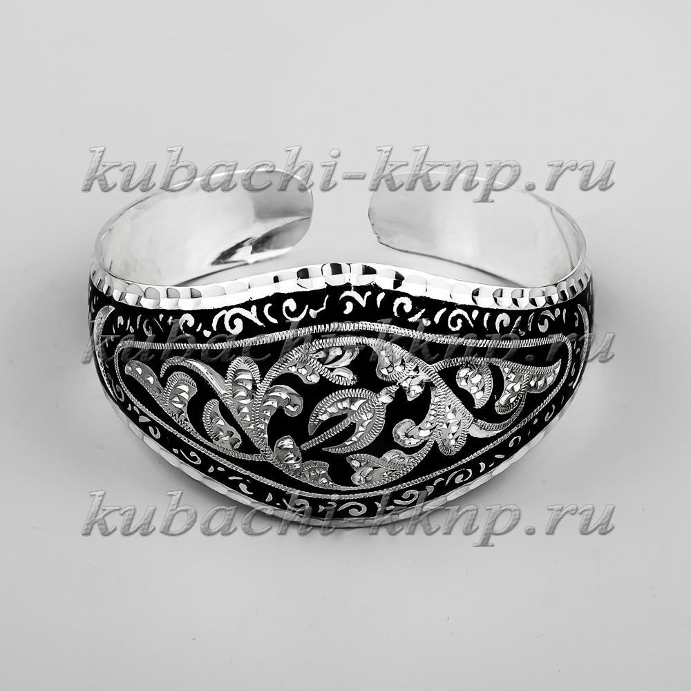 Разноширокий серебряный браслет Кубачи, БР219 фото 1