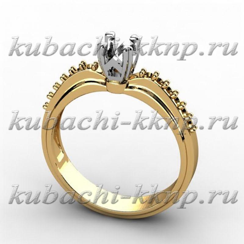 Золотое женское кольцо с фианитами , Yuv - 547 фото 1