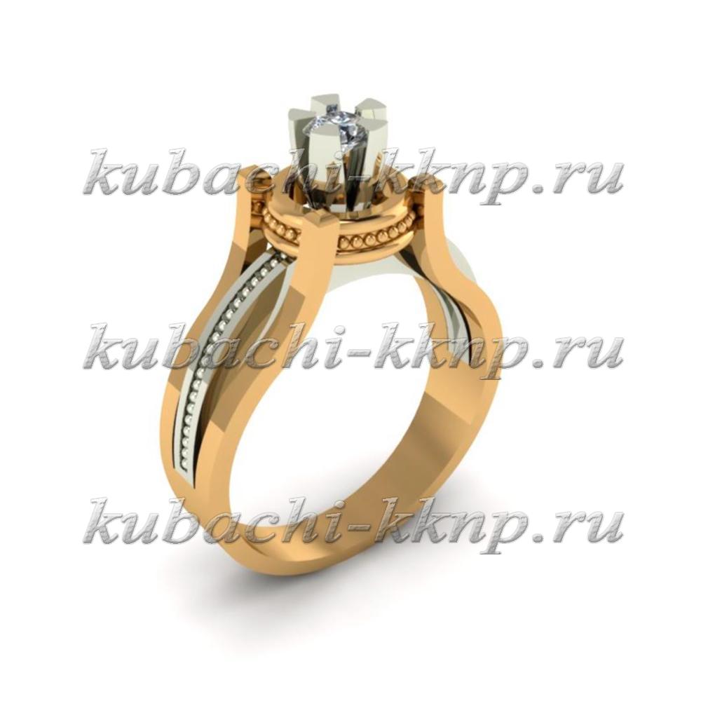 Помолвочное золотое кольцо с фианитами Тюльпан, 10003r фото 1