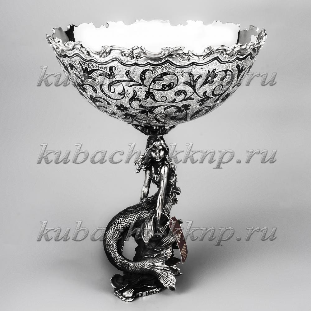 Серебряная ваза для фруктов «Русалка», вз013 фото 1