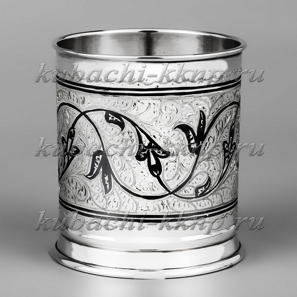 Серебряный стакан для виски или для воды с изящным орнаментом 145, 230 мл, ст031 фото 1