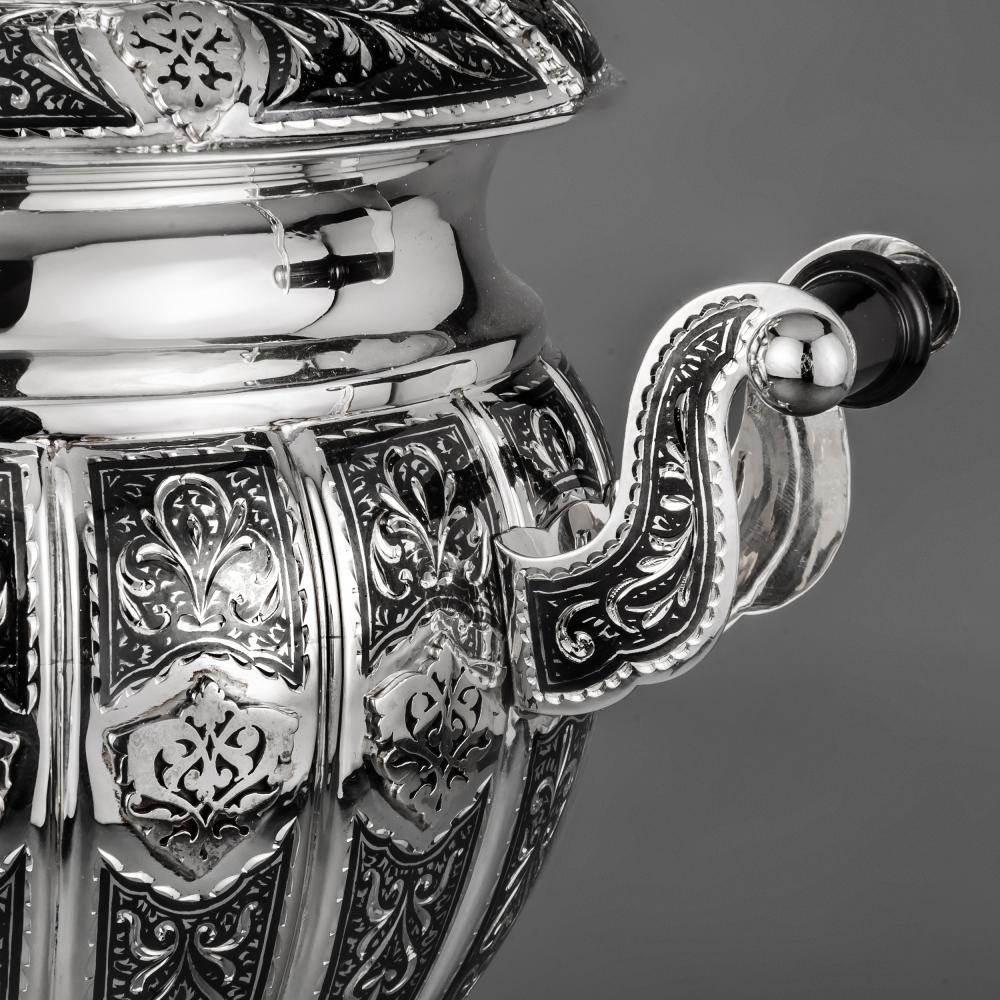 Самовар серебряный с чайником, см015 фото 4
