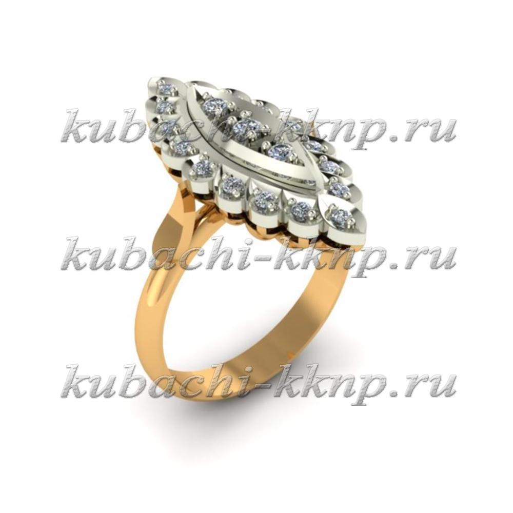 Золотое кольцо  с фианитами Кармазин, 00090r фото 1