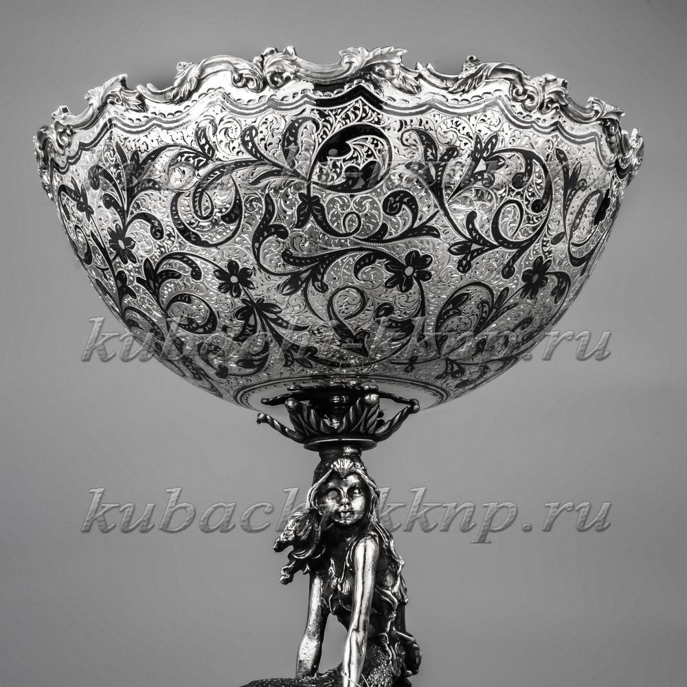 Серебряная ваза для фруктов «Русалка», вз013 фото 2